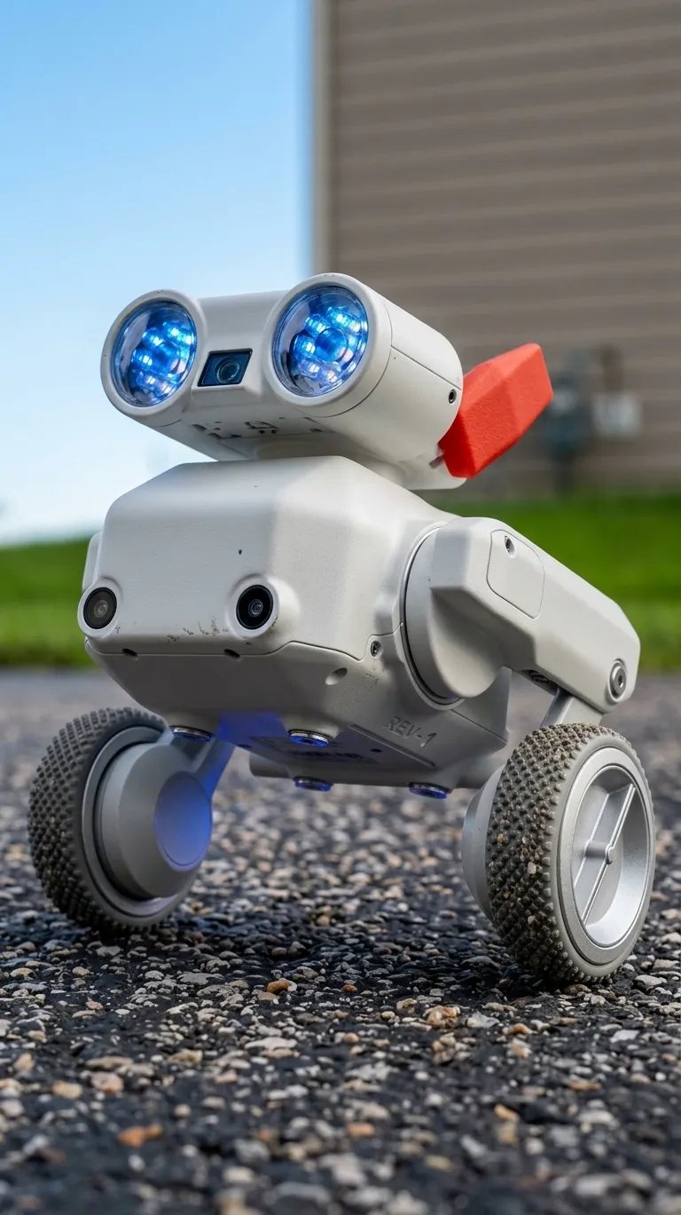 Beni camera robot use cases — ground-level footage of a pet running while it follows
