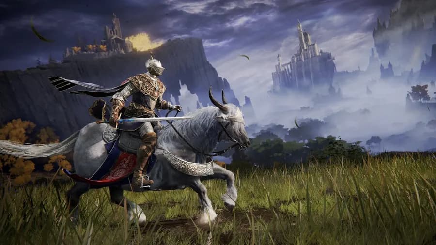 Tarnished knight riding Torrent with new Spectral Steed Attire