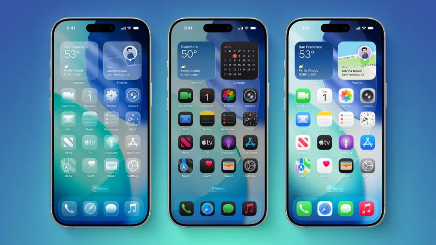 iOS 27 Lock Screen widgets in three different reorganized stacks for Weather, Calendar and Find My