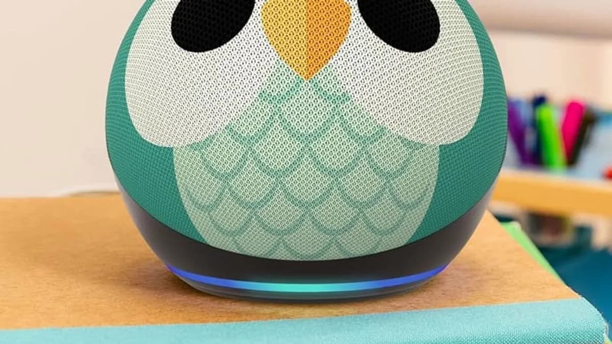 Kids Echo Dot smart speaker in owl design
