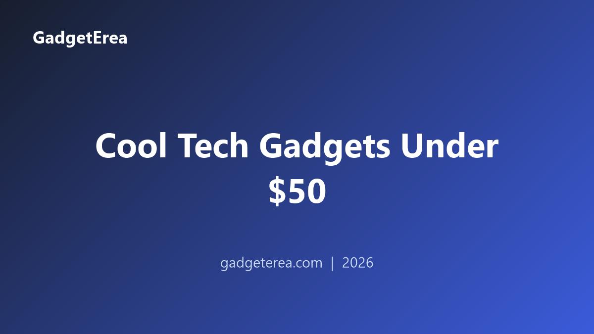Cool tech gadgets under $50 on a desk — hub, keyboard, monitor lamp