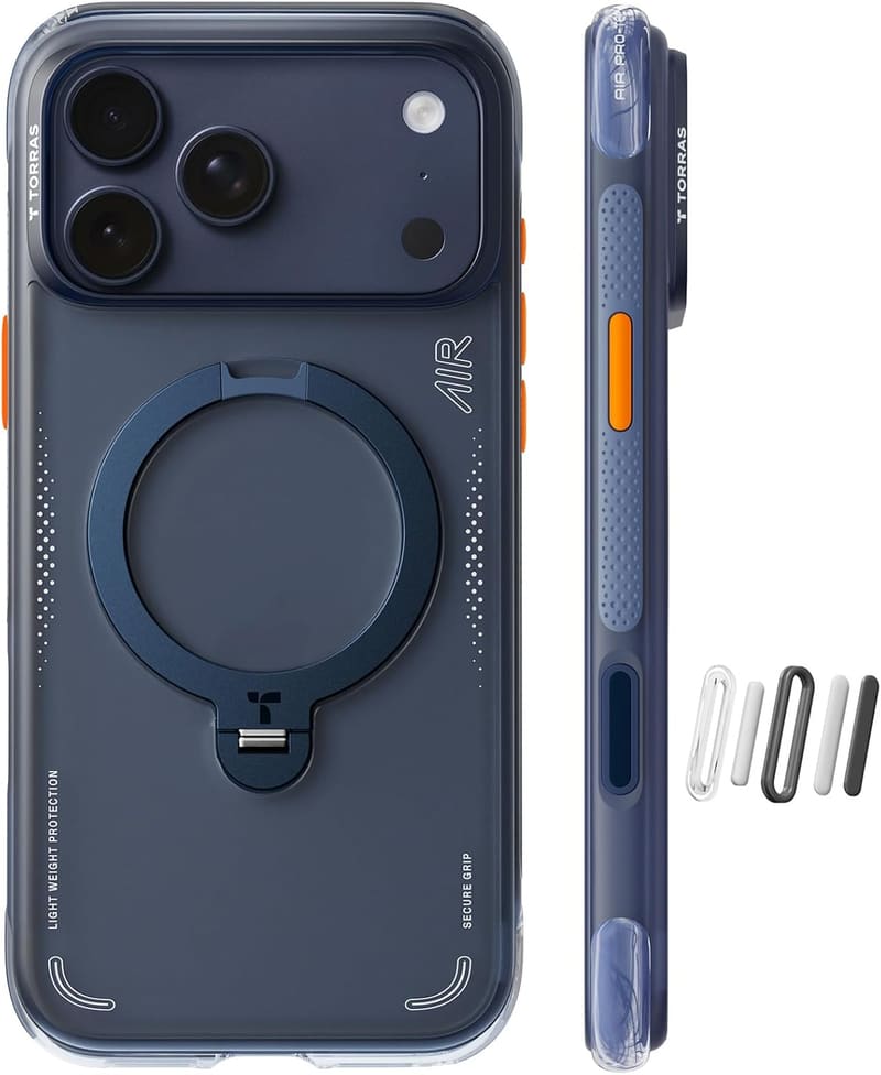 TORRAS Ostand Q3 Air iPhone 17 Pro case, Midnight Blue